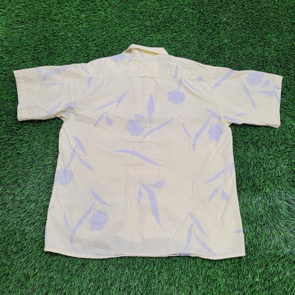 Vintage Sing-Sing Floral Button-Up Shirt XL Baggy Yellow Aloha Hawaiian USA Made - Picture 7 of 13
